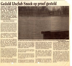 Krantenknipsel uit het archief van IJsclub Sneek